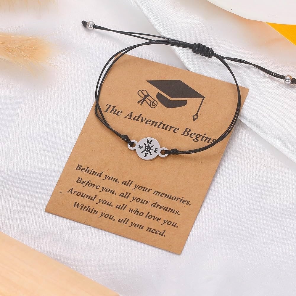The Adventure Begins Black Cord Bracelet